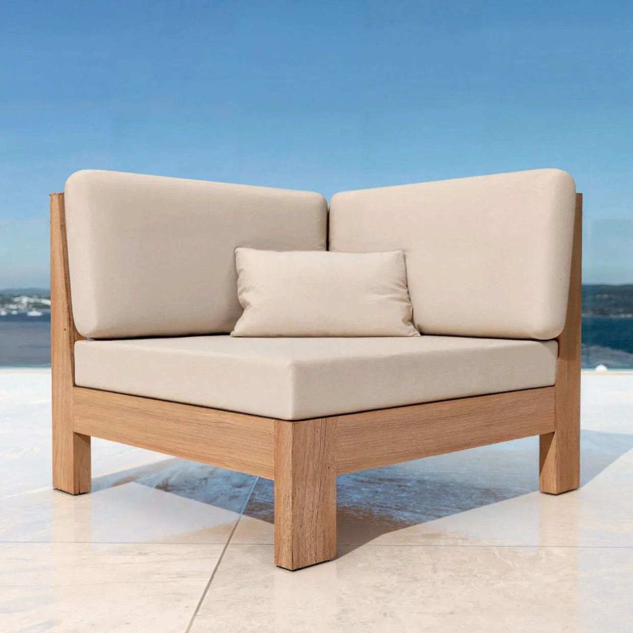 Salon de jardin d'angle en bois d'acacia 6 places 5 pcs Borneo Sable
