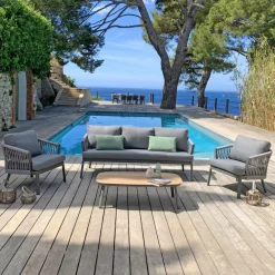 Salon de jardin en aluminium 5 places 4 pcs Amalfi Gris anthracite