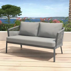 Salon de jardin en aluminium 4 places 4 pcs Amalfi Gris anthracite