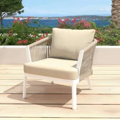 Salon de jardin en aluminium 4 places 4 pcs Amalfi Blanc et beige