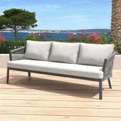 Salon de jardin en aluminium 5 places 4 pcs Amalfi Gris anthracite et gris clair