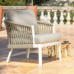 Salon de jardin en aluminium 7 places 5 pcs Amalfi Blanc et taupe