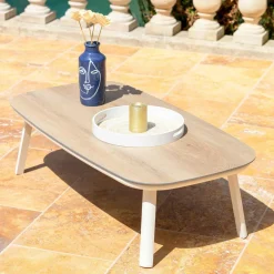 Salon de jardin en aluminium 7 places 5 pcs Amalfi Blanc et taupe