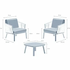 Salon de jardin en aluminium 2 places 3 pcs Amalfi Gris anthracite