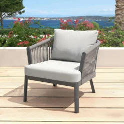 Salon de jardin en aluminium 2 places 3 pcs Amalfi Gris anthracite et gris clair