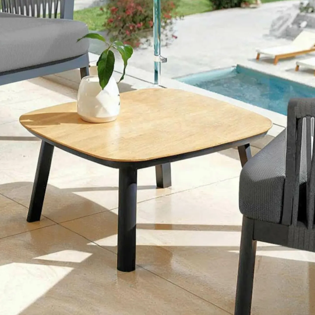 Salon de jardin en aluminium 2 places 3 pcs Amalfi Gris anthracite et gris clair