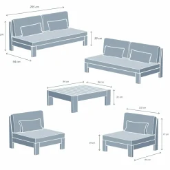 Salon de jardin en bois d'acacia 8 places 5 pcs Borneo Sable