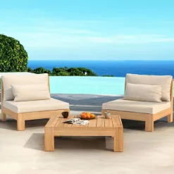 Salon de jardin en bois d'acacia 2 places 3 pcs Borneo Sable