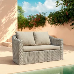 Salon de jardin en résine tressée 4 places 4 pcs Calvi Gris et taupe