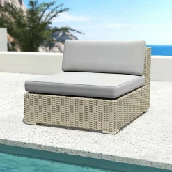 Salon de jardin en résine tressée 4 places 4 pcs Palma Gris