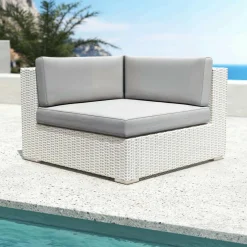 Salon de jardin en résine tressée 4 places 5 pcs Palma Blanc et gris