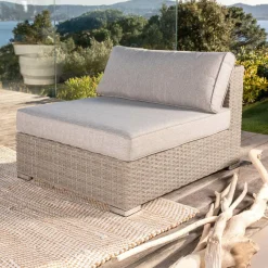 Salon de jardin en résine tressée 4 places 5 pcs Palma Gris et taupe