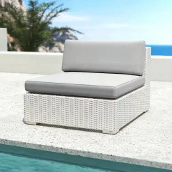 Salon de jardin en résine tressée 5 places 6 pcs Palma Blanc et gris