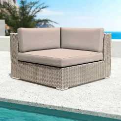 Salon de jardin en résine tressée 5 places 6 pcs Palma Gris et taupe