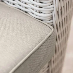Salon de jardin en résine tressée 7 places 5 pcs Calvi Blanc et taupe