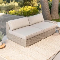 Salon de jardin en résine tressée 9 places 9 pcs Palma Gris et taupe