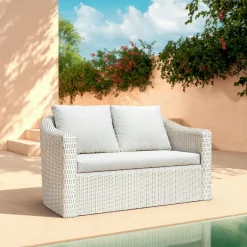 Salon de jardin en résine tressée 4 places 4 pcs Calvi Blanc