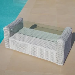 Salon de jardin en résine tressée 4 places 4 pcs Calvi Blanc et gris clair