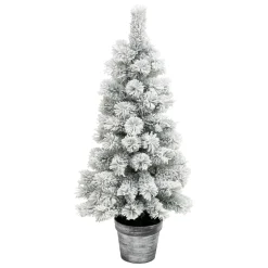 Sapin artificiel de Noël en pot (H100 cm) Windy Peak Vert enneigé