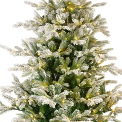 Sapin de Noël artificiel lumineux 550 LED (H210 cm) Glorious Vert enneigé