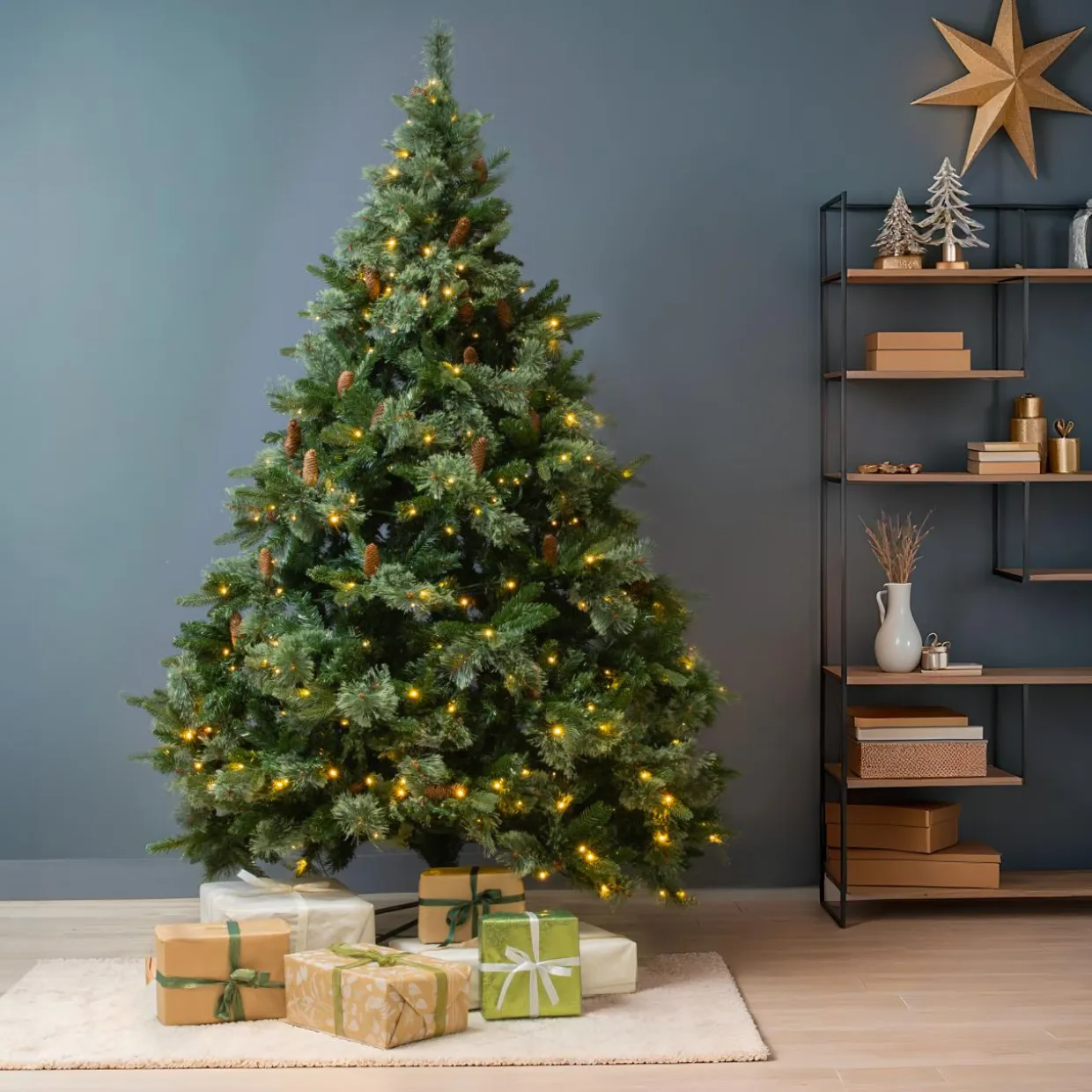Sapin de Noël artificiel lumineux (H180 cm) Washington Luxe Vert sapin