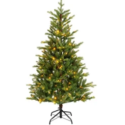 Sapin de Noël artificiel lumineux (220 LED) H150 cm Allix Vert sapin