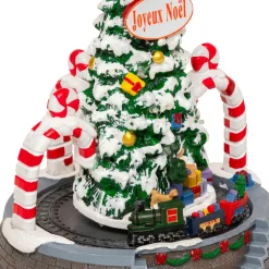 Sapin de Noël lumineux et animé à piles (H24 cm) Arches sucre d'orge