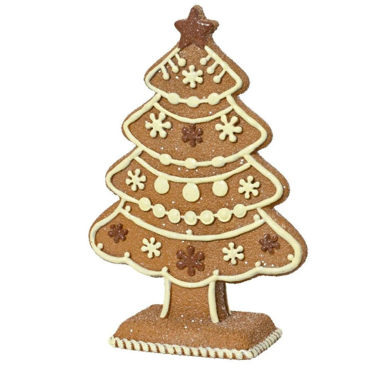 Sapin de Noël à poser (H17 cm) Gourmandise sucrée Marron et Blanc