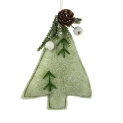 Sapin en feutrine à suspendre (H13 cm) Alpin Menthe blanche