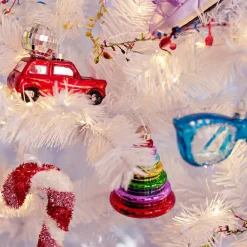 Sapin en verre à suspendre (H10 cm) Noël joyeux Multicouleur