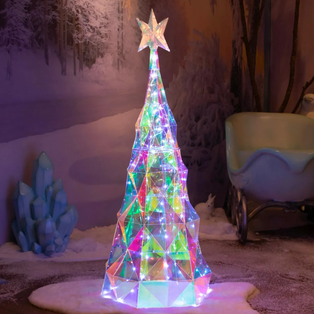 Sapin lumineux 120 Micro LED (H110 cm) Ice Blanc froid
