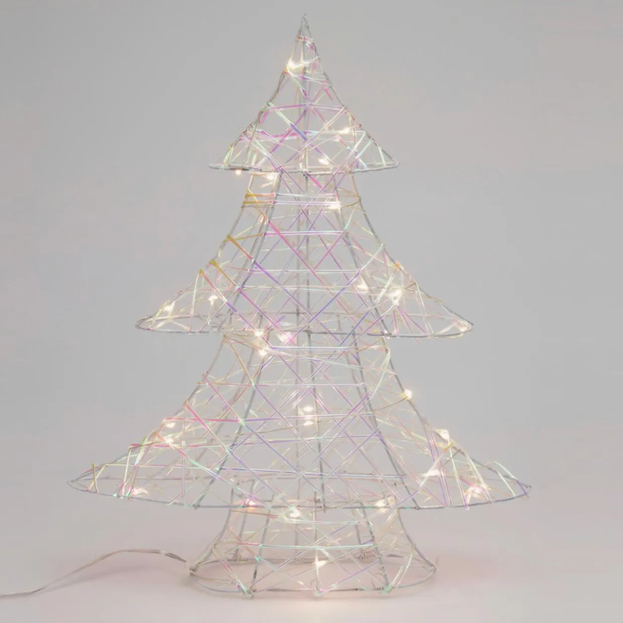 Sapin lumineux à piles 30 LED (H40 cm) Féerie de Noël Irisé et blanc chaud