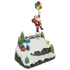 Scène de vie illuminée et animée (H22 cm) Envol du Père Noël