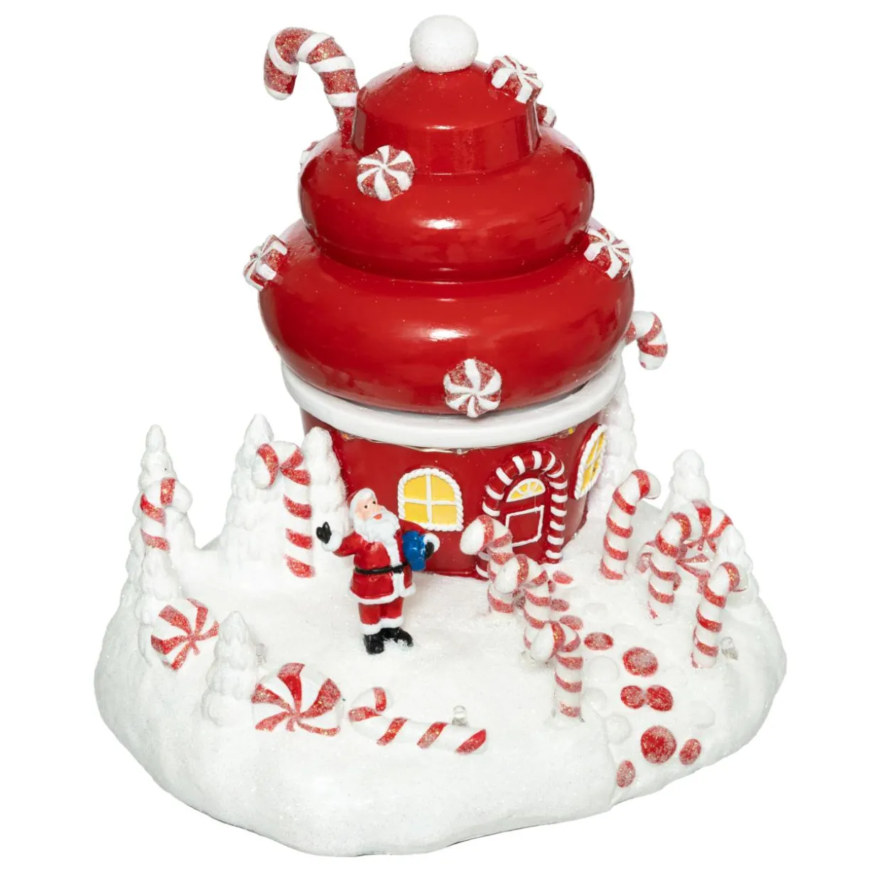 Scène de vie illuminée et animée (H17 cm) Cupcake du Père Noël