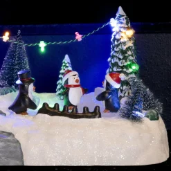 Scène de vie illuminée à piles Aire de jeu des pingouins