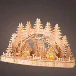Scène de vie lumineuse à piles en bois (44 x H26 cm) Paysage nordique