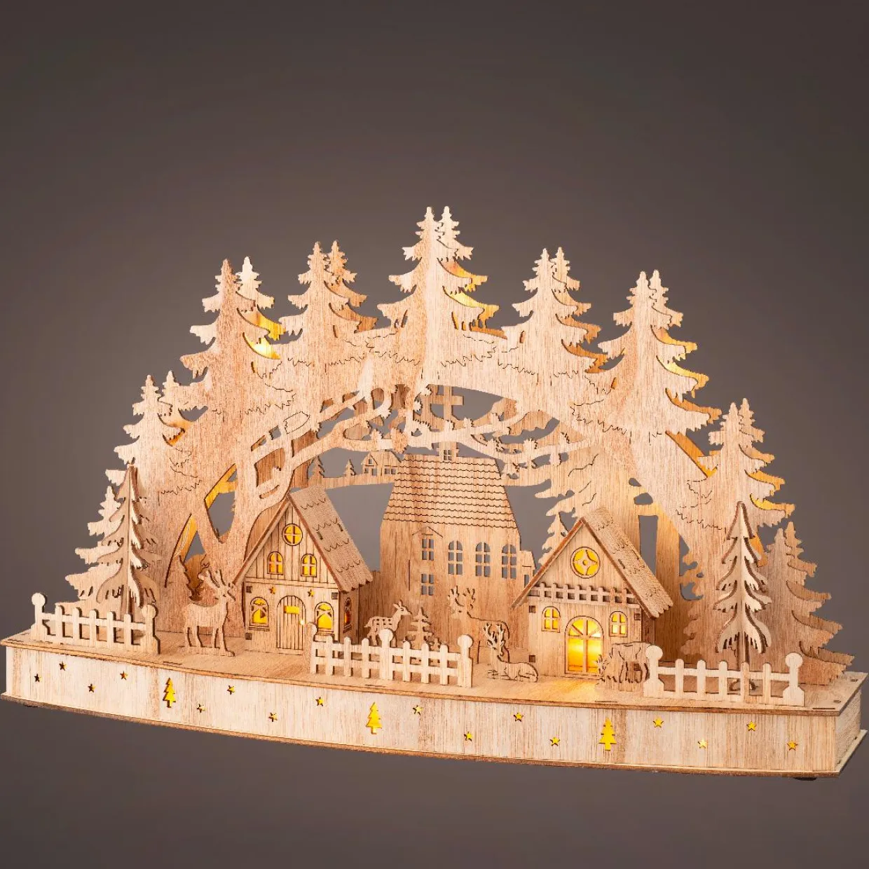 Scène de vie lumineuse à piles en bois (44 x H26 cm) Paysage nordique