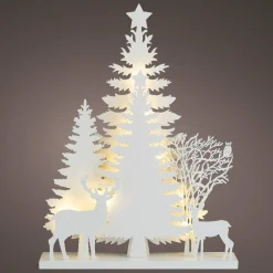 Scène lumineuse en bois à piles (H40 cm) Forêt Blanc chaud