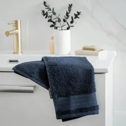 Serviette de bain coton bio (30 x 50 cm) Méline Bleu nuit