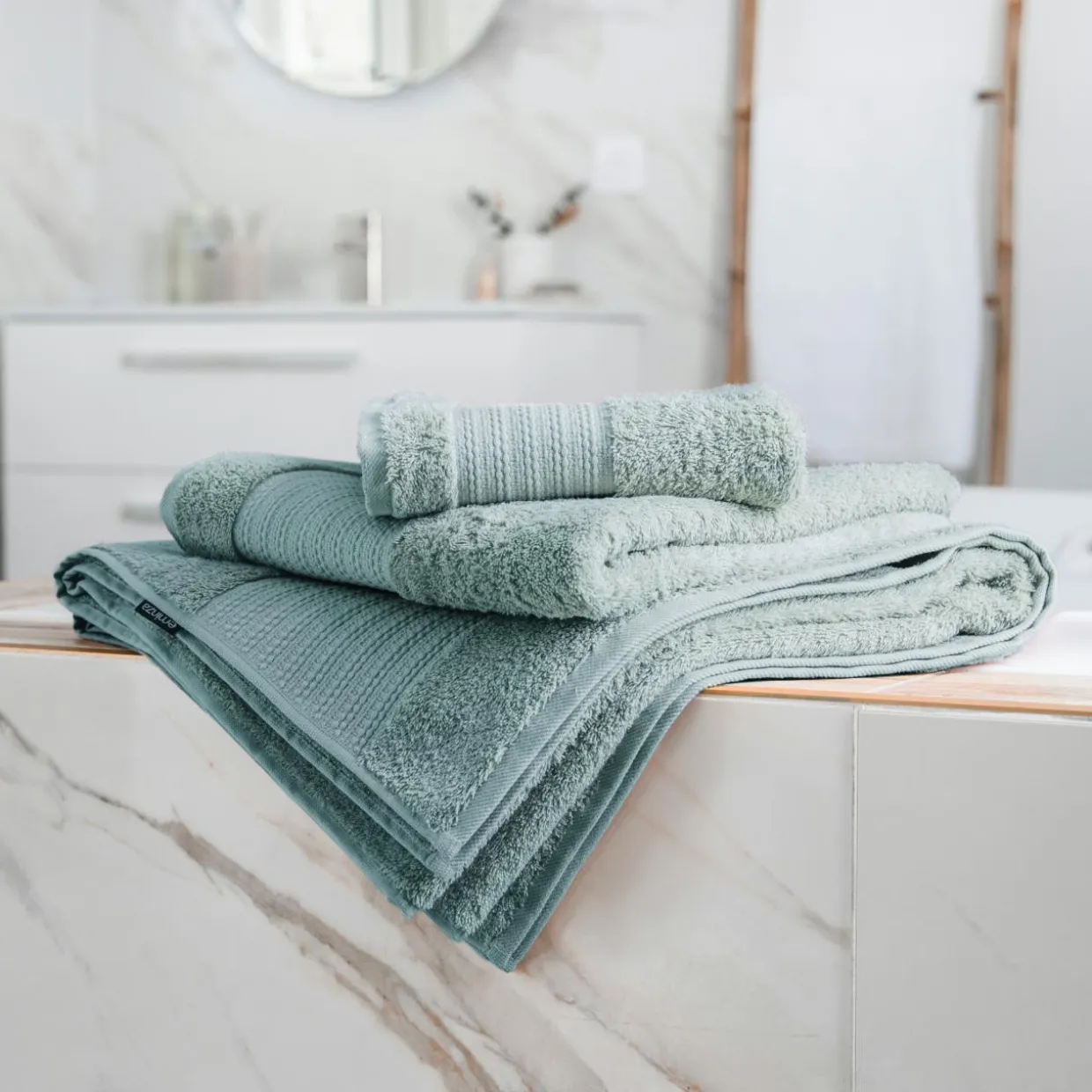 Serviette de bain coton bio (90 x 150 cm) Méline Bleu glacier