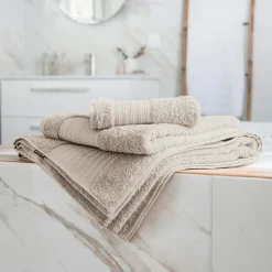 Serviette de bain coton bio (50 x 90 cm) Méline Beige pampa