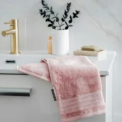 Serviette de bain coton bio (30 x 50 cm) Méline Rose pêche
