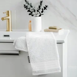 Serviette de bain coton bio (30 x 50 cm) Méline Blanc chantilly
