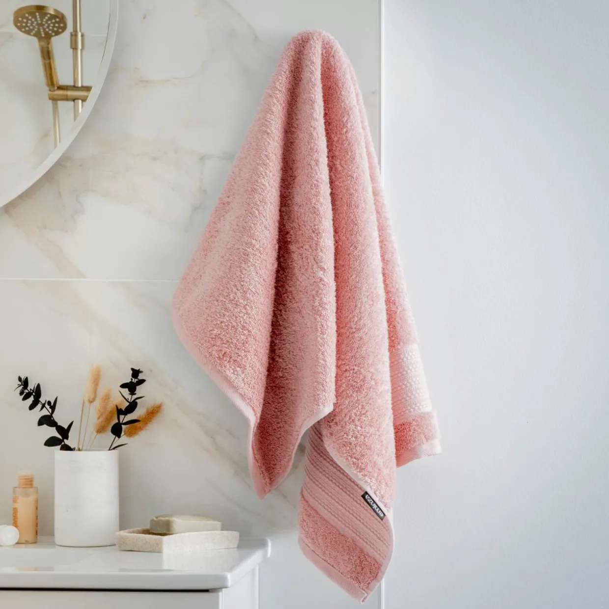 Serviette de bain coton bio (50 x 90 cm) Méline Rose pêche