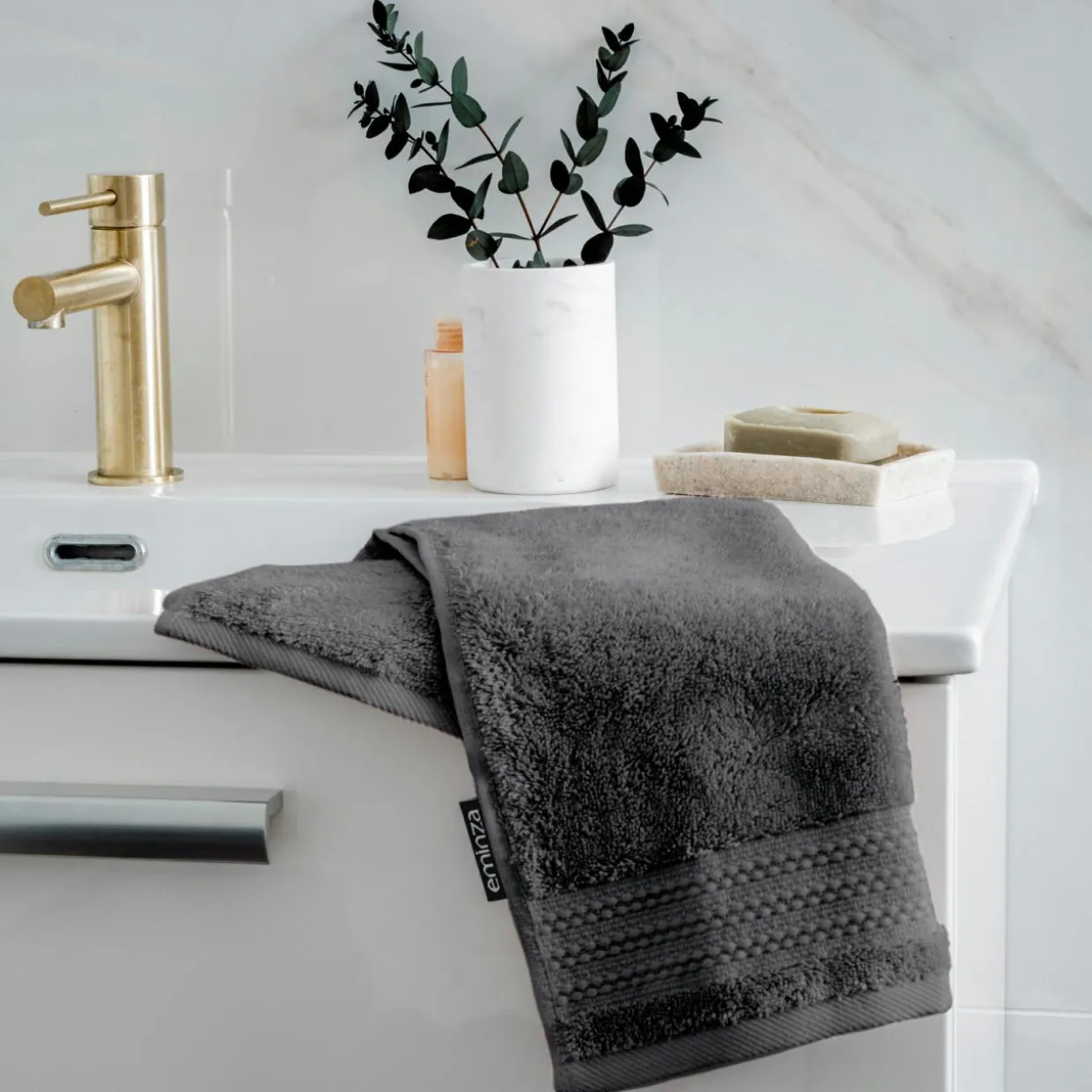 Serviette de bain coton bio (30 x 50 cm) Méline Gris orage