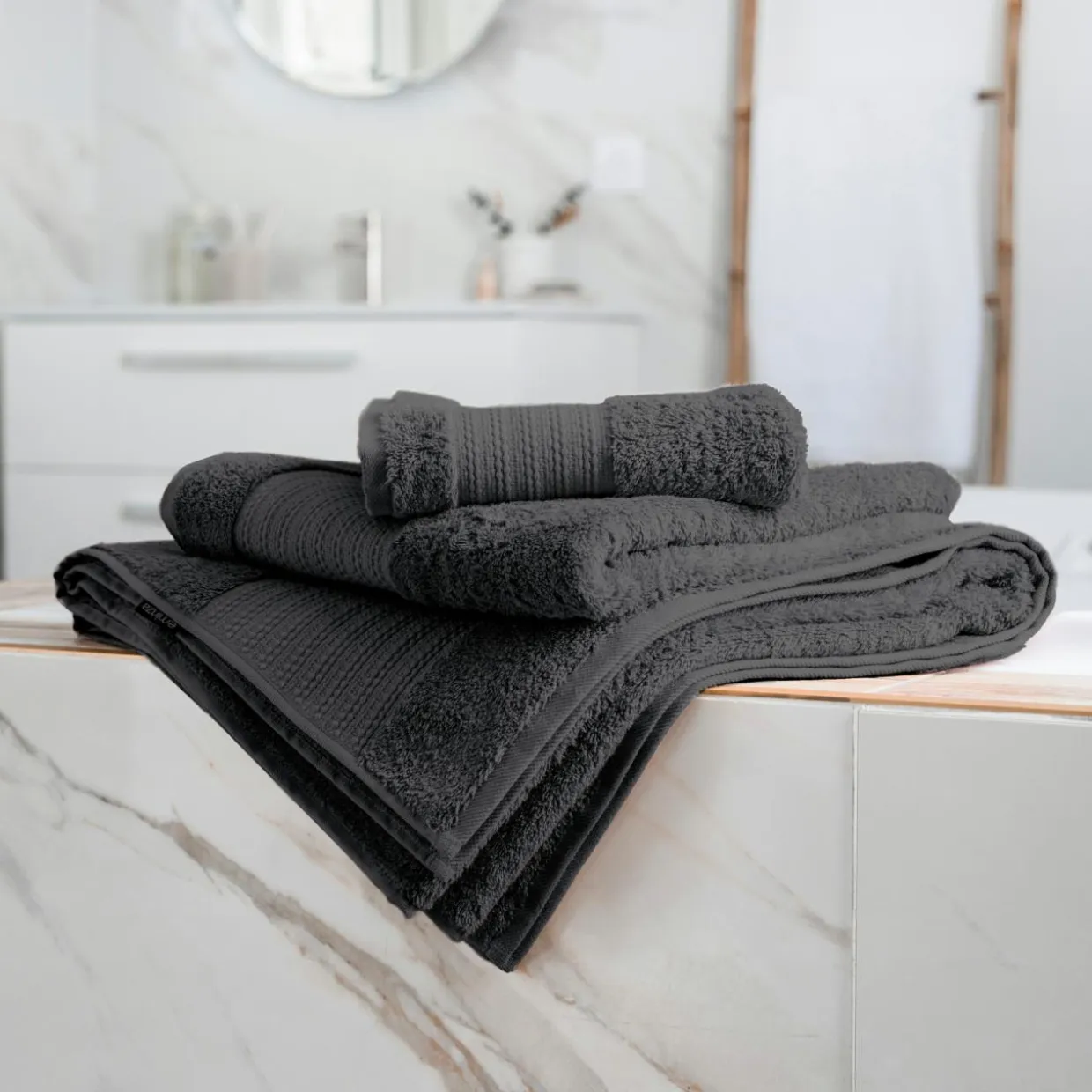 Serviette de bain coton bio (30 x 50 cm) Méline Gris orage