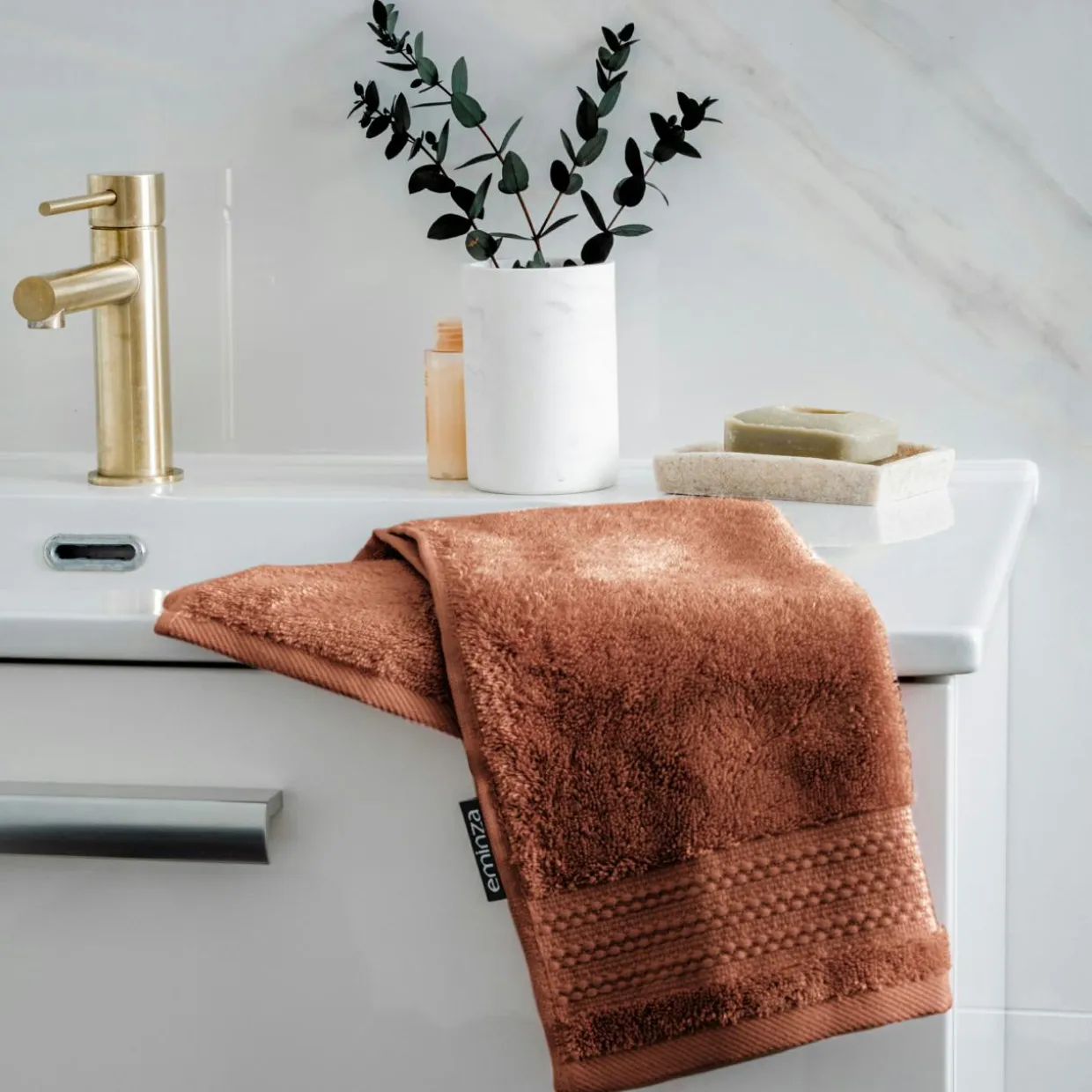 Serviette de bain coton bio (30 x 50 cm) Méline Terracotta