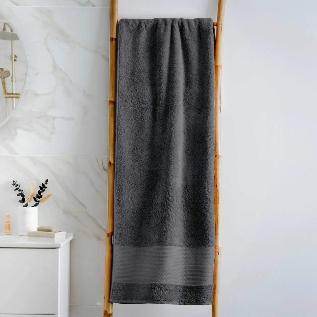 Serviette de bain coton bio (90 x 150 cm) Méline Gris orage