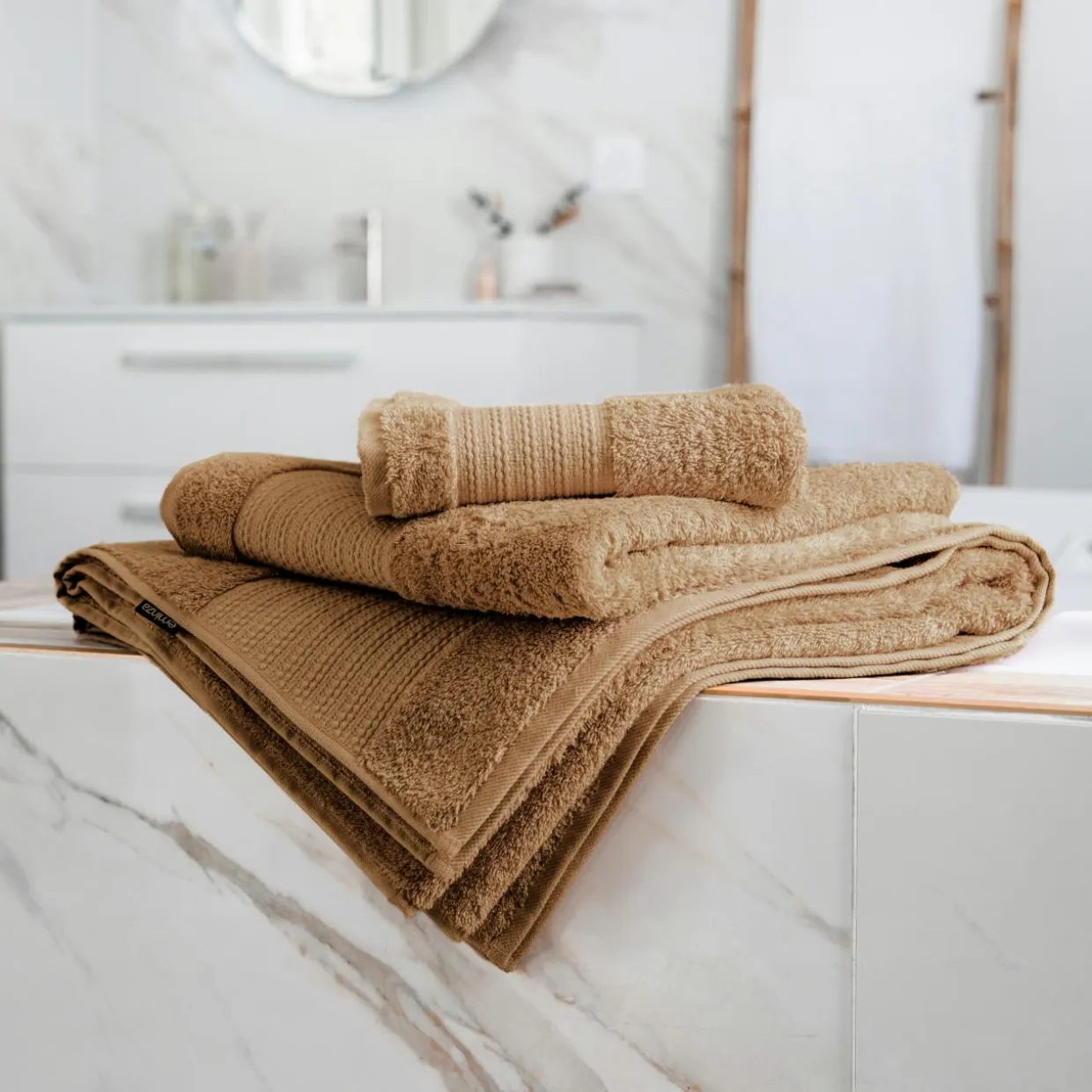 Serviette de bain coton bio (90 x 150 cm) Méline Camel