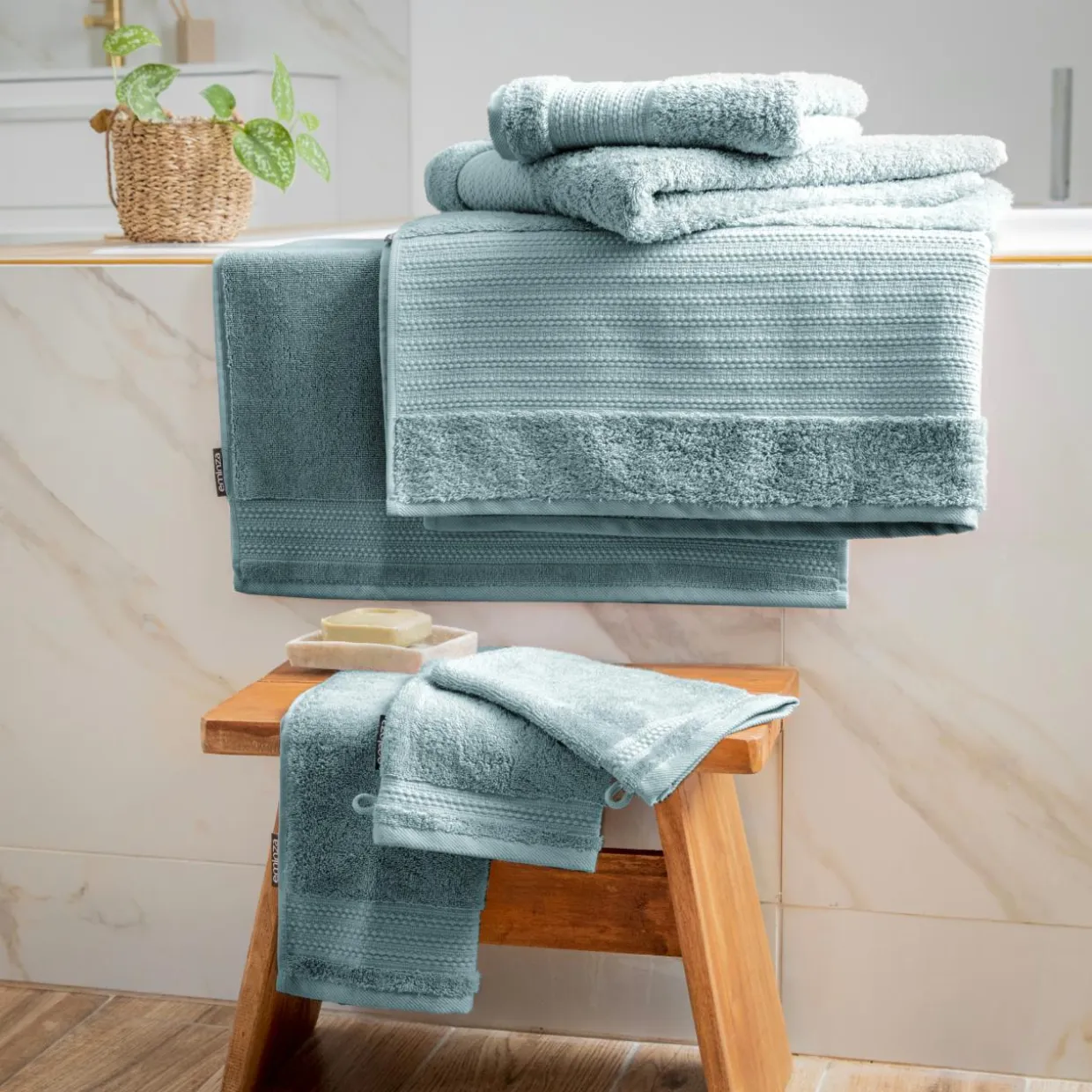 Serviette de bain coton bio (50 x 90 cm) Méline Bleu glacier